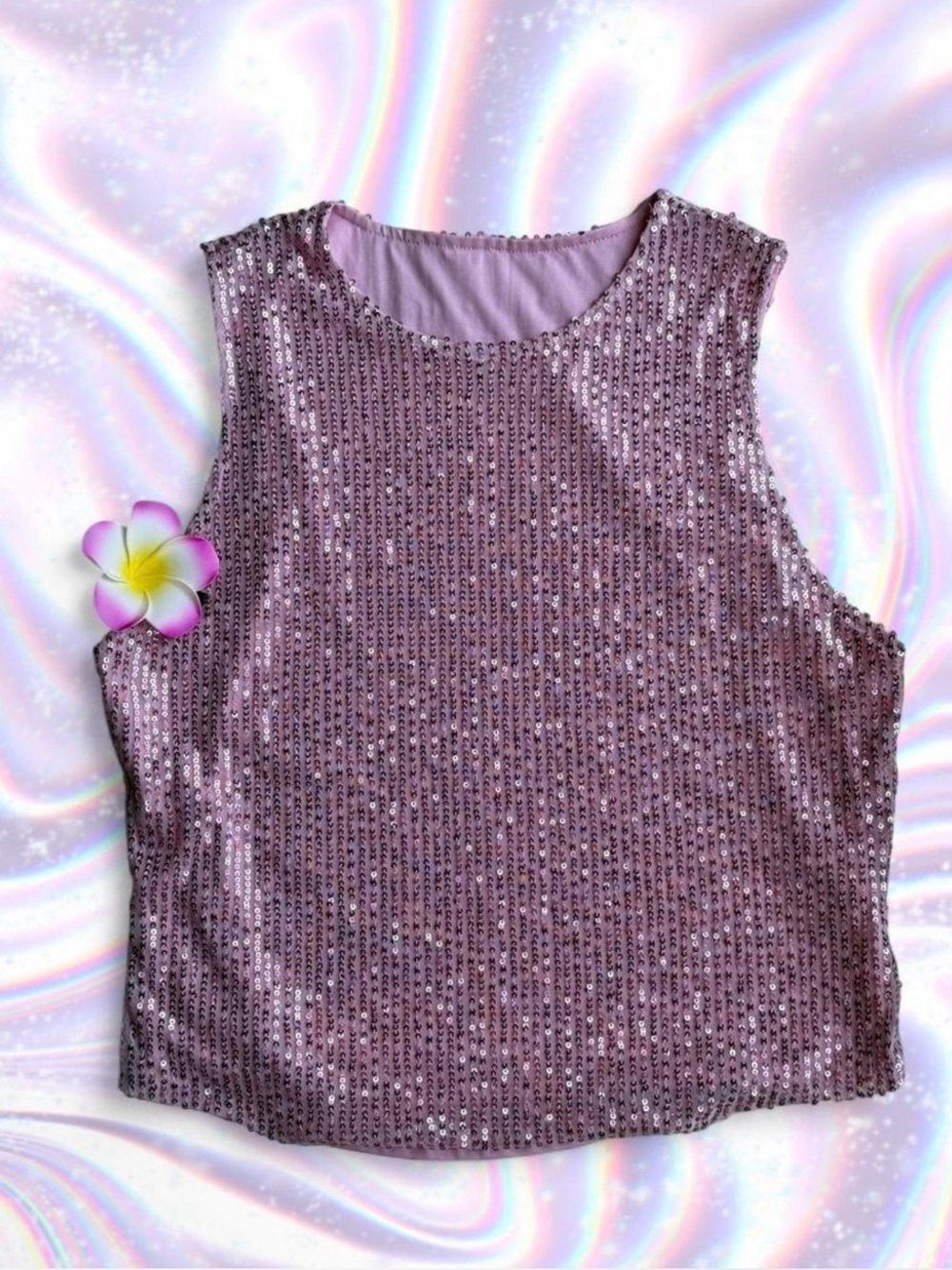 Sequin Sleeveless Top - Pink Lilac
